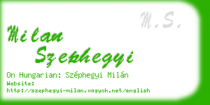 milan szephegyi business card