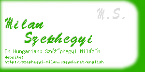 milan szephegyi business card